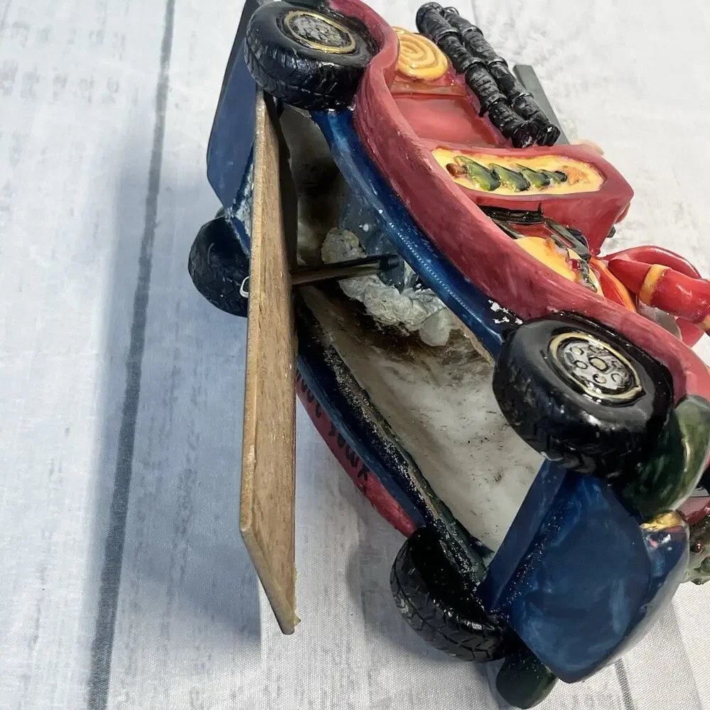 Vintage Roman Inc Music Box Santa Fireman Firetruck Figurine Christmas *Damaged*